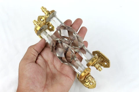 Cut Glass Door Handles Vintage Victorian Style Clear Glass Brass Handles 2 Pcs Cover