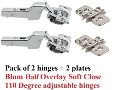 Pack de 2 - Bisagras Blum Media Superposición. Cierre suave, atornillado, 110° Foto 1 de 2