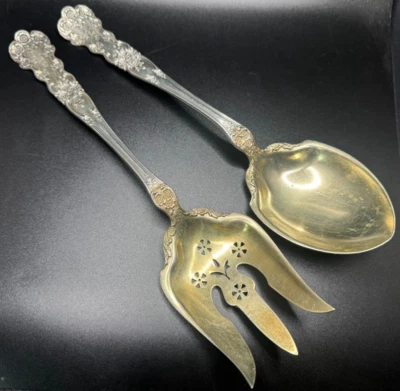 Juego de ensaladas Buttercup de Gorham de plata de ley de gran tamaño 10 1/4" Foto 1 de 3