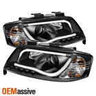 Fits 98-01 Audi A6 LED Projector Black Headlights W/Build-In DRL LED Tube Lights Audi A6