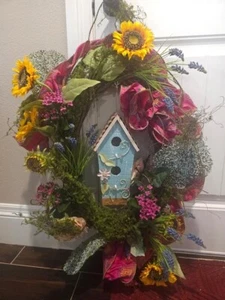 Beautiful Wreath with Decorative Birdhouse - Picture 1 of 4