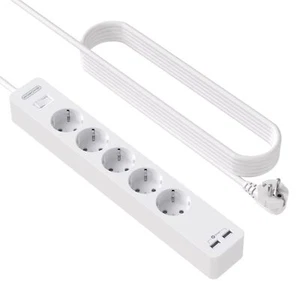 Multiprise 3M avec 5 Prises 2500W et 10A et 2 Ports USB 5V 2.4AMultiprise Ral... - Photo 1/7