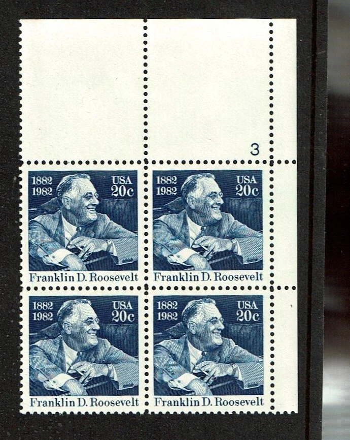 1982 U.S. COMMEM 20c FDR ROOSEVELT  Plt # Block of 4 Sc#1950 M/NH/OG Pristine^ - Image 1 of 1