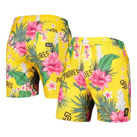 MLB San Diego Padres Hurley x '47 Gold Canonball Tropics Men's Board Shorts 17" Cover