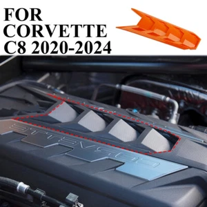Glossy orange engine hood panel trim cover For Chevrolet Corvette C8 2020-20225 - Picture 1 of 5