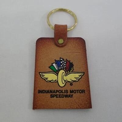 VTG Indianapolis Motor Speedway Leather Keychain IMS Wings Wheel & Flags Logo Foto 1 de 4