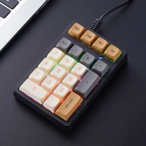 Mini USB Mechanical Numeric Keypad RGB Backlight 21 Keys Numpad Keyboard PBT/ABS - Picture 1 of 14