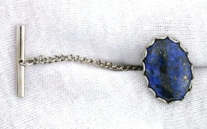 18x13 18mm x 13mm OVAL LAPIS LAZULI CAB GEMSTONE SILVER COLOR TIE TACK EBS7865 - Picture 1 of 2