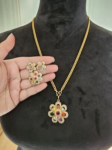 22k Dubai Gold plated Indian Nepali Bollywood Navaratna Necklace 1 gram gold - Picture 1 of 9