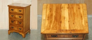 LOVELY VINTAGE BURR & BURL YEW WOOD NIGHTSTAND SIDE TABLE SIZED CHEST OF DRAWERS - Picture 1 of 13