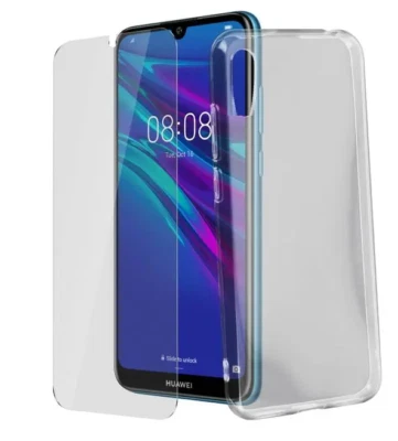 Per HUAWEI Y6 2019 Cover Custodia Trasparente più Pellicola Vetro temperato Prot - Immagine 1 di 2