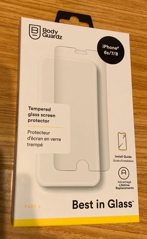 Protector de pantalla de vidrio BodyGuardz Pure2 iPhone 6 / 6S / 7 / 8 / SE 2 - transparente Foto 1 de 1