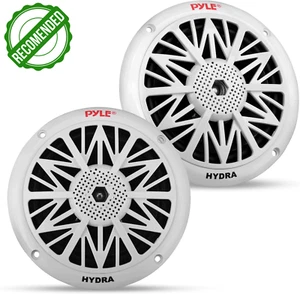 Dual 5.25'' Water Resistant Marine Speakers, 2-Way Stereo, 150 Watt, White Pair - Picture 1 of 11