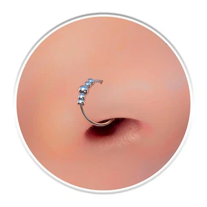 Beaded 24G Nose Ring for Women - Tiny 925 Sterling Silver Nose Piercing Hoop Sil - Picture 1 of 12