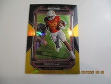 BREECE HALL FOOTBALL CARD #10-1/5-GOLD/BLACK-PRIZM