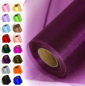Plum Purple Organza Fabric Roll Crystal Organza 12" by 50 Yards Sheer Tulle Fabr - Picture 1 of 7