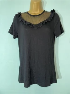 BNWT Womens Red Herring Uk 10 Black Short Sleeve Casual Stretch T-shirt Top. - Picture 1 of 7