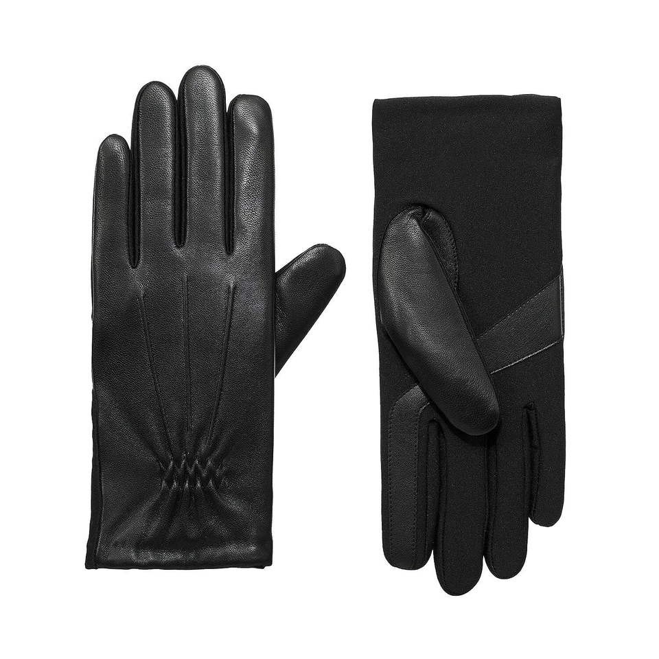 Isotoner Womens Leather Touch Screen Enabled Cold Weather Gloves, Black, L/XL - Image 1 of 1