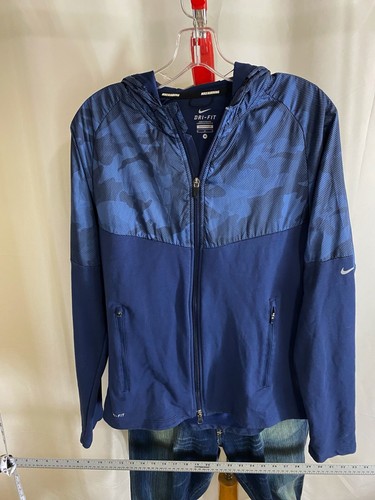 VETEMENTS MAGLIONE Nike running blu mimetico felpa con cappuccio zip Medium M