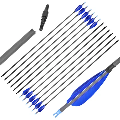 30" Pure Carbon Arrow Feather Spine 600 Archery Compound Bow Recurve Bow Hunting - Image 1 of 4