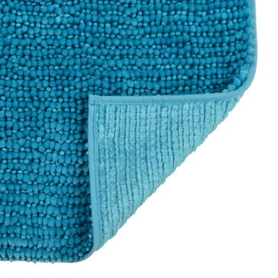 Super Soft Shimmer Chenille Bath Mat in Turquoise Colour Non Slip - Imagem 1 de 3