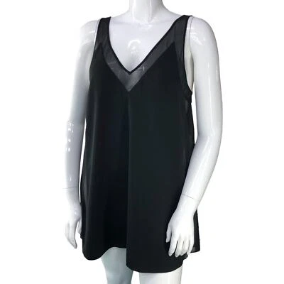 Ted Baker London Womens Size L Tank Top Layered V Neck Long Semi Sheer Black - Image 1 of 4