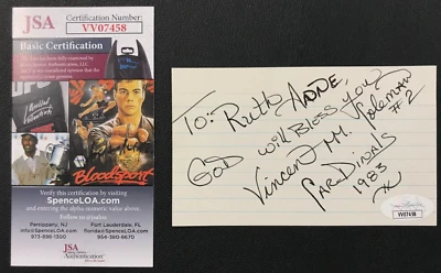 Vince Coleman Signed 3x5 Index Card JSA (Personal.) MLB S.L. Cardinals #2 w/COA! - Image 1 of 4