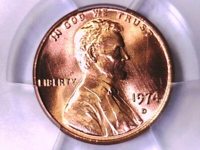 1974 D Lincoln Memorial Cent PCGS MS 66 RD 40510440 - Image 1 of 3