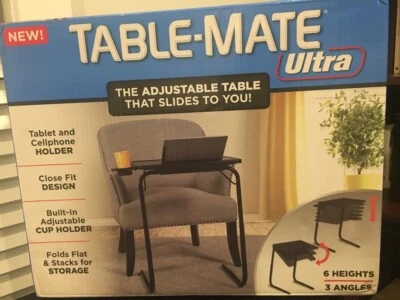 Table Mate Ultra Folding TV Tray Table and Cup Holder 6 Heights 3 Angles Black - Image 1 of 4