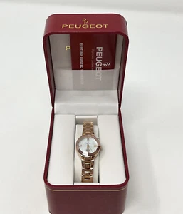 Peugeot Rose Gold Tone Unique Chain Link MOP Dial Watch 15763 Bracelet Ladies - Picture 1 of 6
