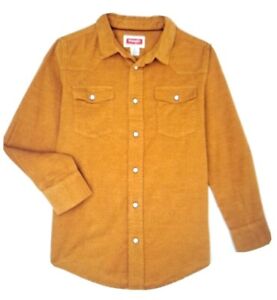 Wrangler Boy's Bronze LS Button Down Up Shirt Corduroy NWT S - XXL (6-18) Yellow