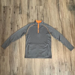 Slazenger Golf Pullover Long Sleeve 1/4 Quarter Zip Kids Size Large Gray Orange - Picture 1 of 7