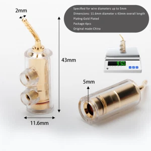 4pcs 2mm Pin Banana Connector 24K Gold Plated HIFI Speaker Audio Plug Screw Lock - Picture 1 of 10