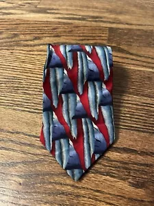 J. Garcia Tie 3.75” Red Blue Abstract Silk Necktie Men's Landscape Collection 8 - Picture 1 of 4