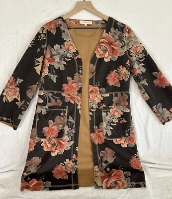 Jaqueta Anthropologie Solitaire Feminina S Floral Todo Longo Casaco de Camurça Falsa - Imagem 1 de 4