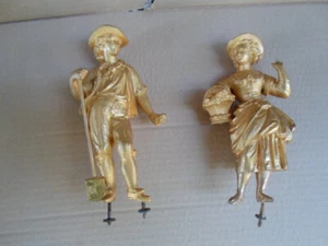 Pair Antique Gilded Spelter Figure for French Figural Mantle Clock-19th c.  - Picture 1 of 10