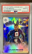 2022-23 Topps Chrome UCC KYLIAN MBAPPE Golazo Blue Refractor #/150 PSA 10 GEM MT
