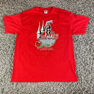 Vintage 80s Kentucky Derby Shirt Mens Extra Large XL Red Made in USA Graphic - Picture 1 of 7