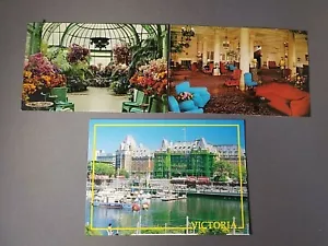 Vintage 3 Postcards Victoria BC Empress Hotel Sun Room British Columbia Canada - Picture 1 of 2