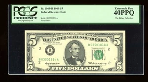 DBR 1969 $5 FRN New York Fr. 1969-B PCGS XF-40 PPQ Serial B03501814A - Picture 1 of 2