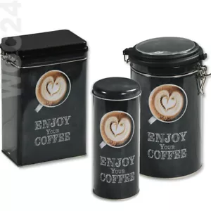 Vorratsgefäß Vorratsdose Vorratsbehälter Kaffeedose Teedose Paddose schwarz-grau - Bild 1 von 7