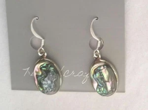 Earrings Oval small Abalone Shell Alpaca new - Picture 1 of 1