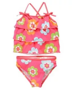 Costume da bagno tankini nuovo con etichette fiori in crescita fiori floreali arricciacapelli ragazze 10 12 - Foto 1 di 1