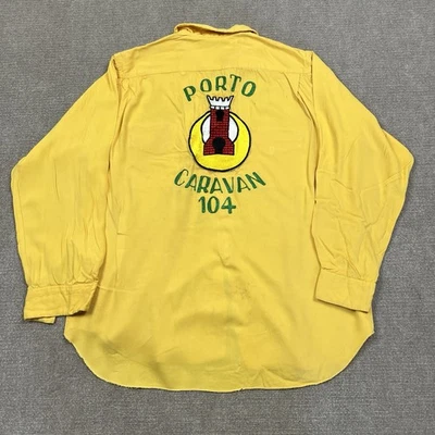 Camisa de boliche vintage años 50 Nat Nast Porto caravana gabardina hombres grande Rockabilly Foto 1 de 4