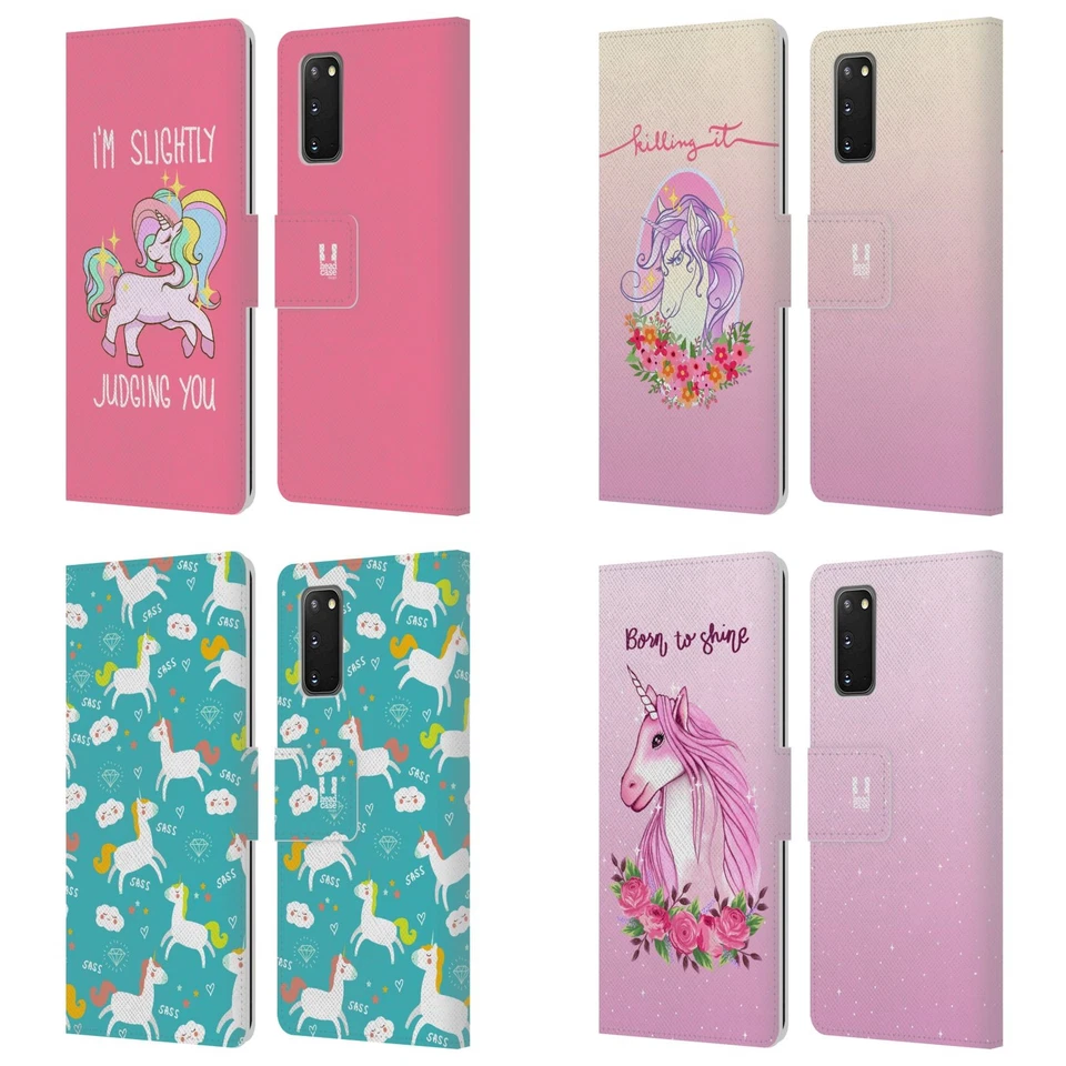 HEAD CASE DESIGNS SASSY UNICORNS LEATHER BOOK WALLET CASE FOR SAMSUNG PHONES 1 - Image 1 of 4