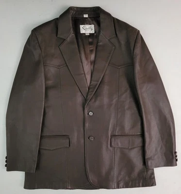 SCULLY коричневый кожаный Western Sport пальто Southwestern Blazer куртка размер 44 изящный - Изображение 1 из 4