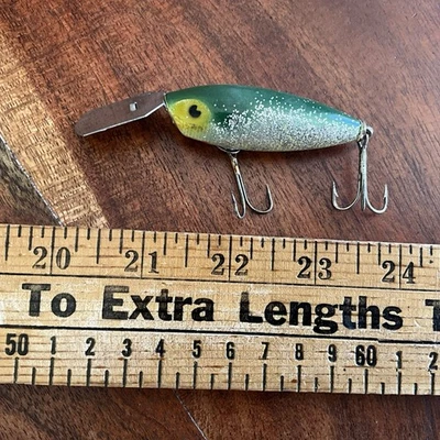 Vintage Milton Poe's Hand Painted Carved Cedar Fishing Lure - Image 1 of 4