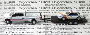 Greenlight White 2019 FORD F350 LARIAT Dually & 1993 MUSTANG Drag w/Trailer Set - Picture 1 of 11