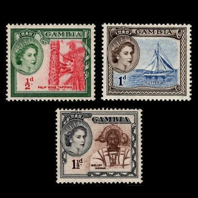 1953 Gambia ½d 1d & 1½d QEII Definitives Mint - image 1 of 4