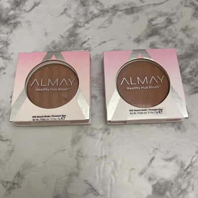 2 Almay Healthy Hue Pressed Powder Blush #100 NEARLY NUDE - New Sealed - Image 1 of 4